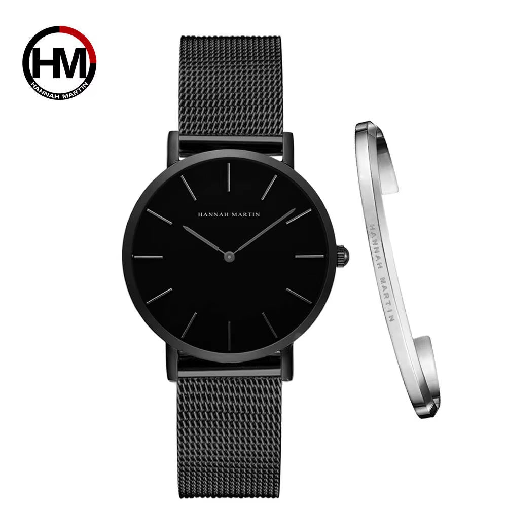 Brand 1Set Gift Women Bracelet Watch Japan Quartz Movement 36Mm Stainless Steel Mesh Gold Watches Relogio Feminino