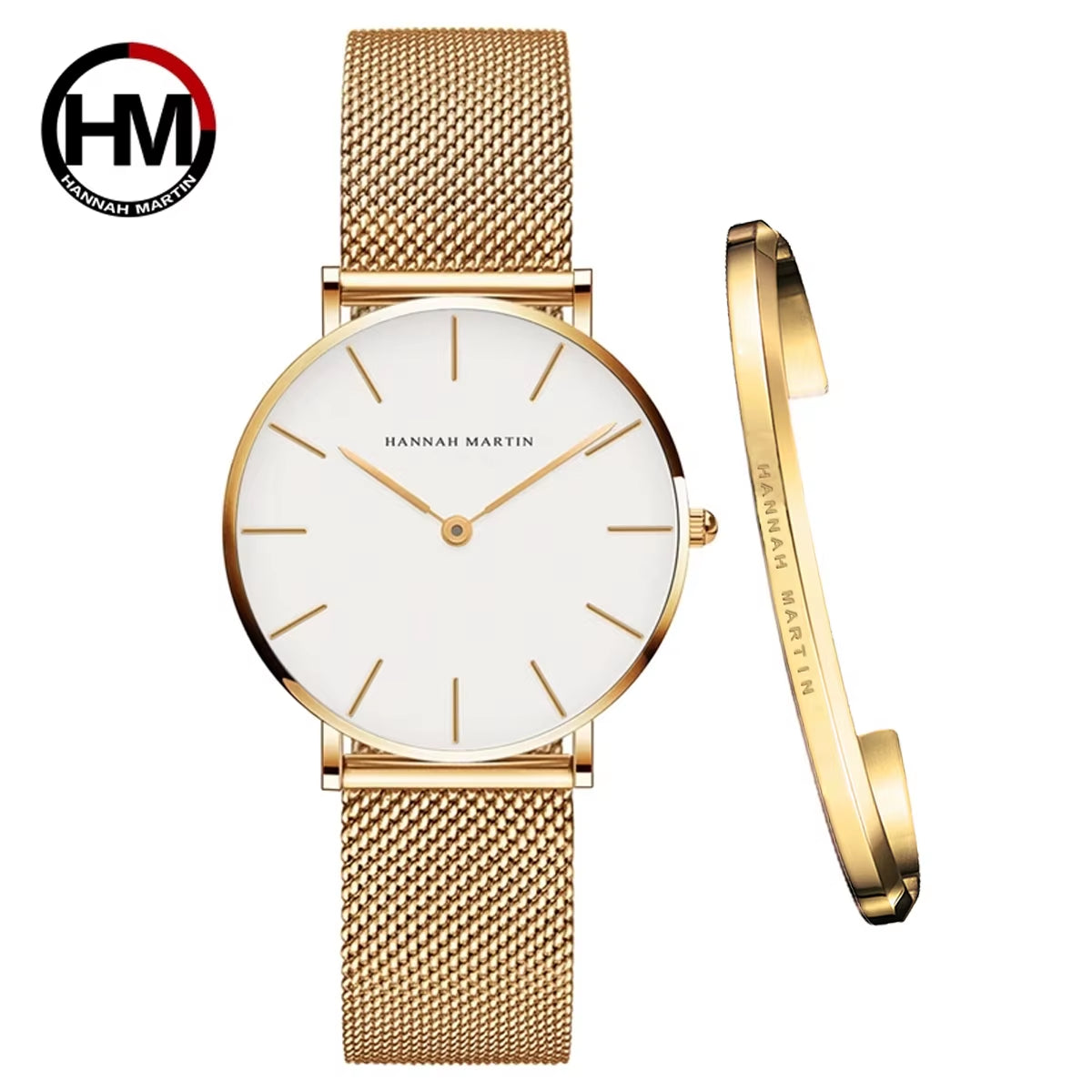 Brand 1Set Gift Women Bracelet Watch Japan Quartz Movement 36Mm Stainless Steel Mesh Gold Watches Relogio Feminino