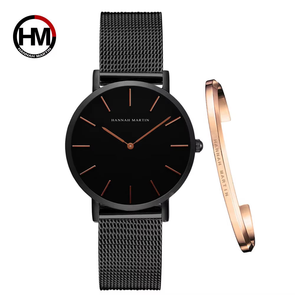 Brand 1Set Gift Women Bracelet Watch Japan Quartz Movement 36Mm Stainless Steel Mesh Gold Watches Relogio Feminino