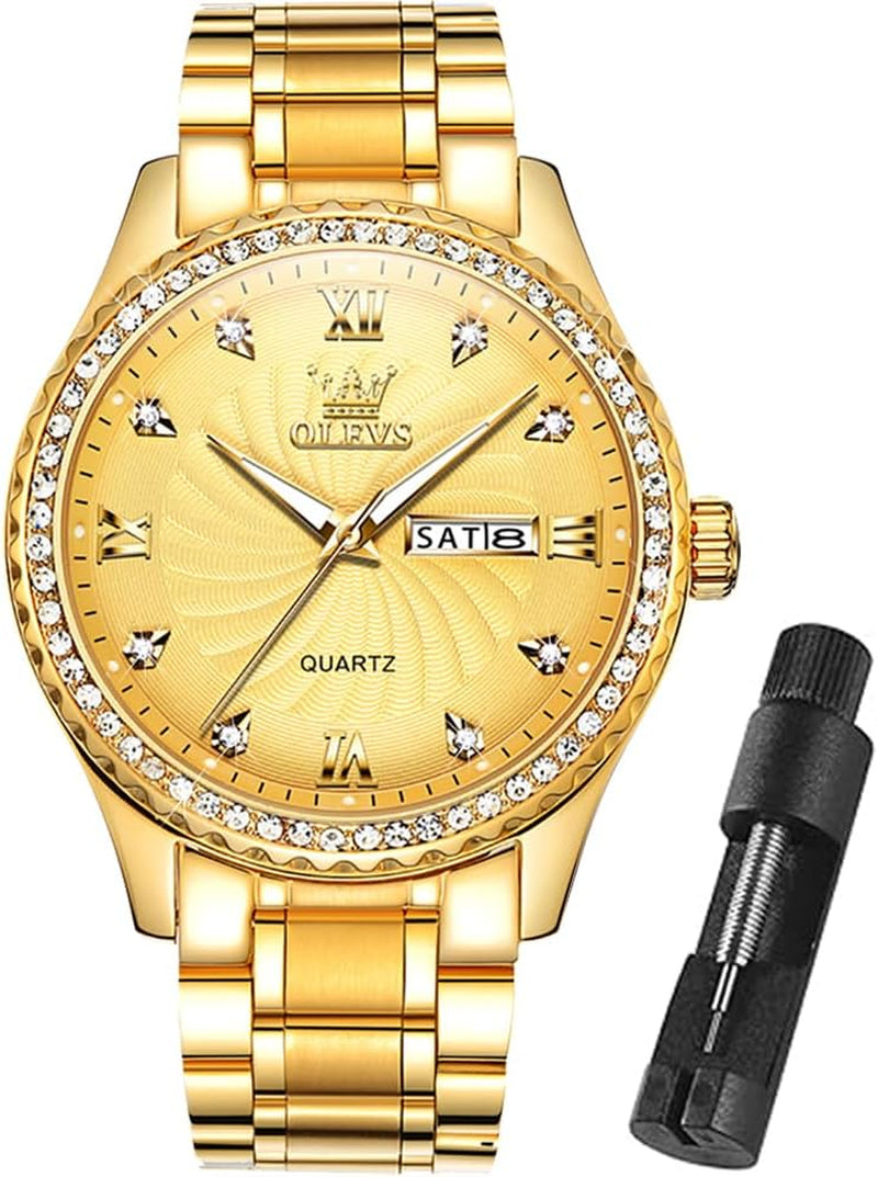 Reloj de Vestir Dorado para Hombre con Fecha