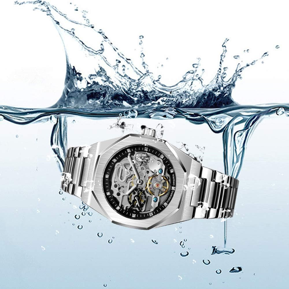 Reloj Automático Esqueleto Azul