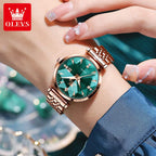 5536 Woman Watch Fashion Rhombus Mirror Calendar Quartz Watch for Women Original Waterproof Ladies Wristwatch Steel Strap