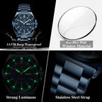 Sport Original Men Clock Quartz Date Week Luxury Man Wristwatch Waterproof Luminous Stainless Steel Men'S Watches Reloj