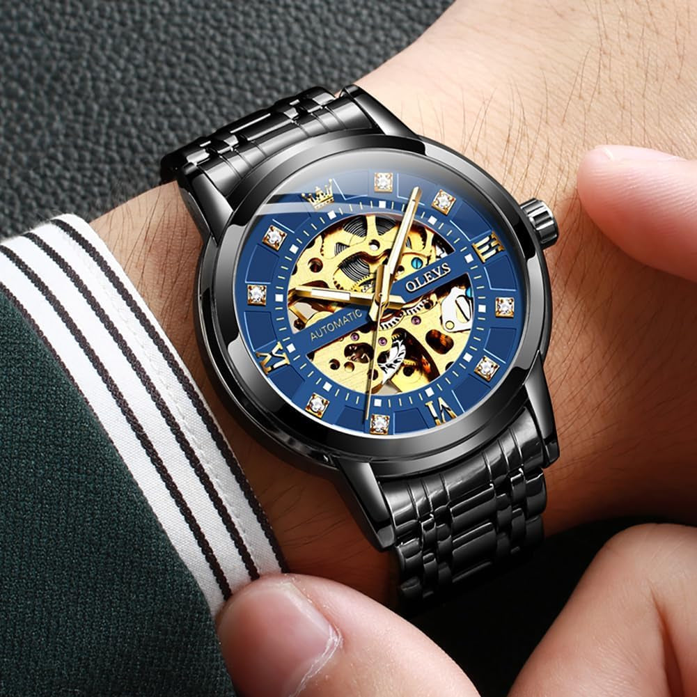 Reloj Mecánico Esqueleto Dorado para Hombre