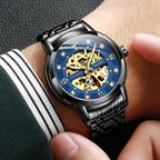Reloj Mecánico Esqueleto Dorado para Hombre