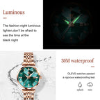 5536 Woman Watch Fashion Rhombus Mirror Calendar Quartz Watch for Women Original Waterproof Ladies Wristwatch Steel Strap