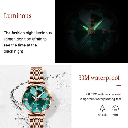 5536 Woman Watch Fashion Rhombus Mirror Calendar Quartz Watch for Women Original Waterproof Ladies Wristwatch Steel Strap