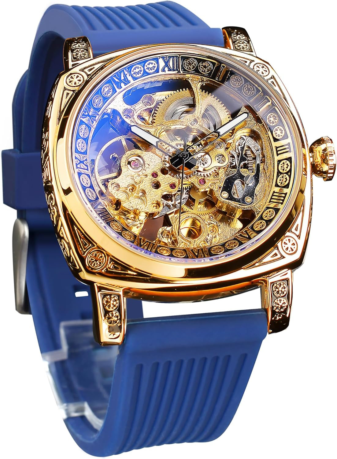 Reloj Mecánico Esqueleto Retro Cuadrado