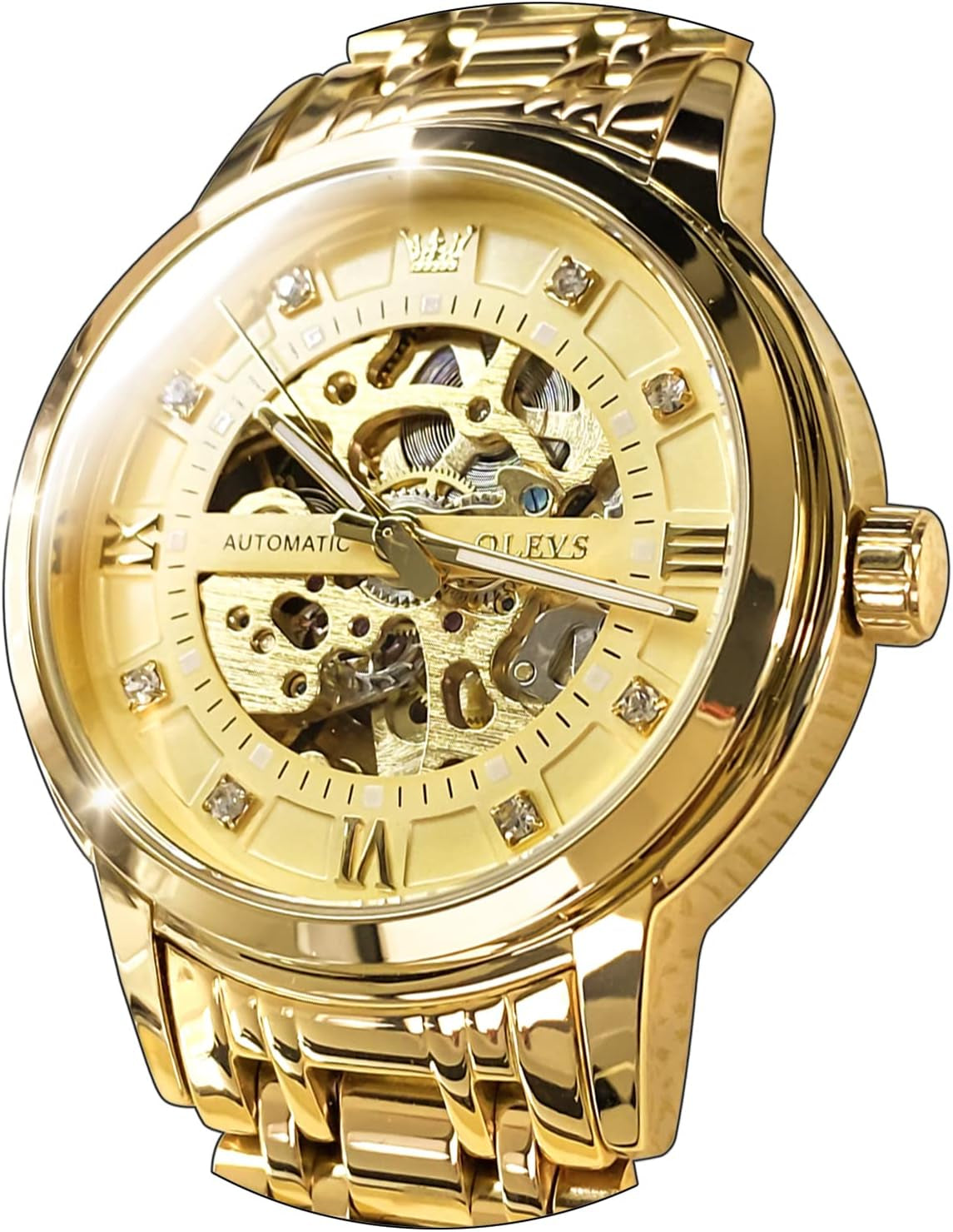 Reloj Mecánico Esqueleto Dorado para Hombre