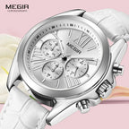 2019 New Luxury Leather Watch Women Female Top Brand Chronograph Quartz Wristwatch Lady Relogios Femininos Clock 2114 White