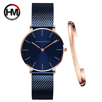 Brand 1Set Gift Women Bracelet Watch Japan Quartz Movement 36Mm Stainless Steel Mesh Gold Watches Relogio Feminino