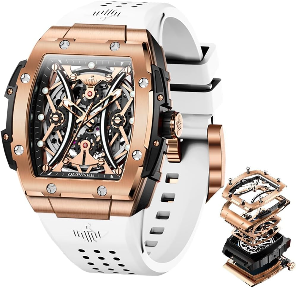 Reloj Mecánico Esqueleto Cuadrado