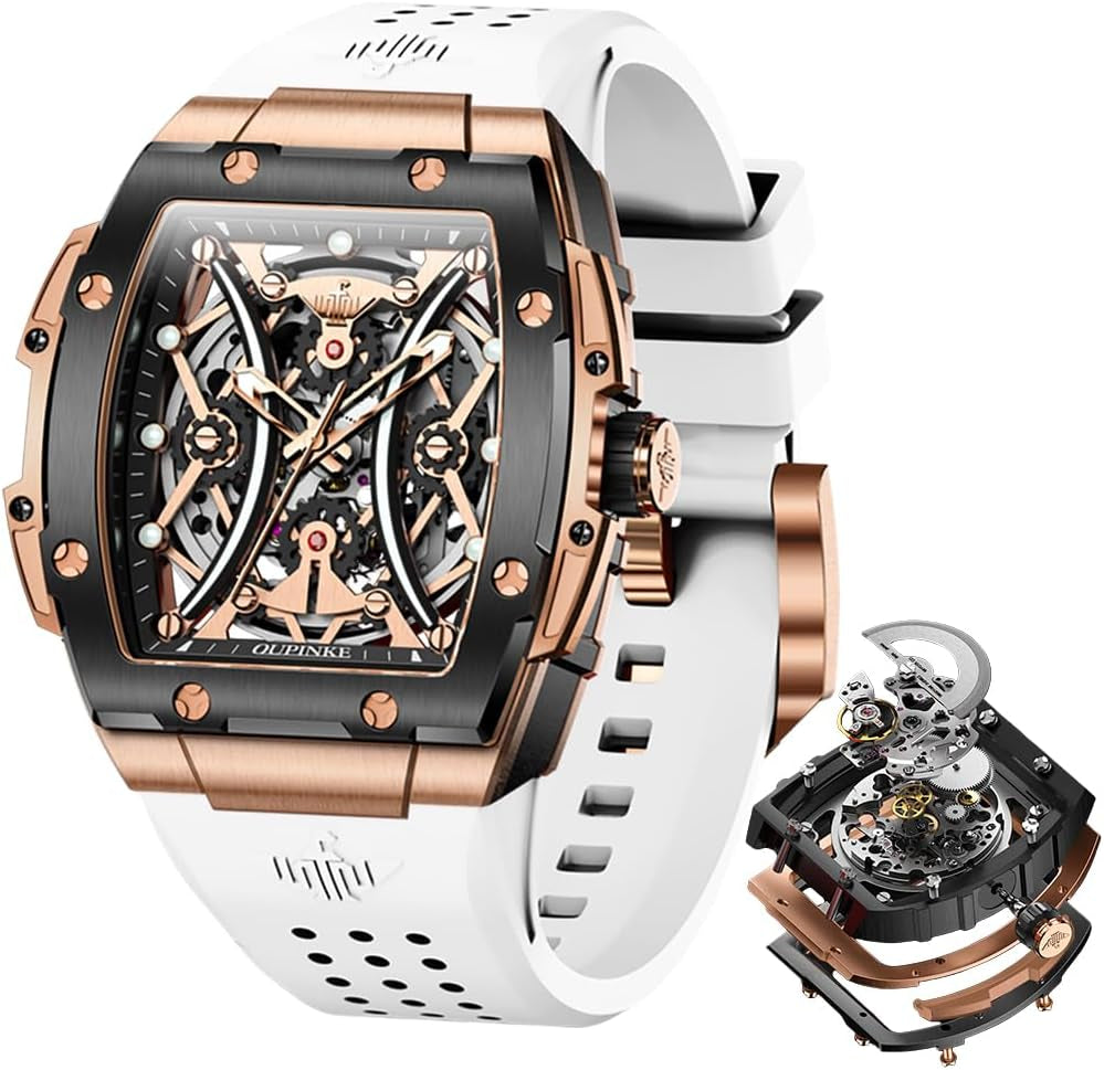 Reloj Mecánico Esqueleto Cuadrado