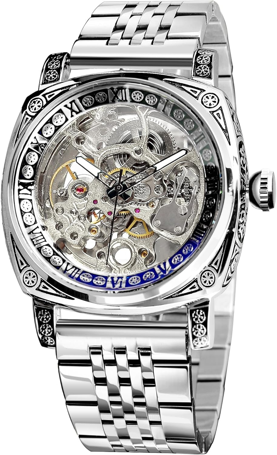 Reloj Mecánico Esqueleto Retro Cuadrado