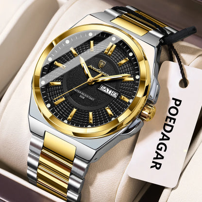 Sport Original Men Clock Quartz Date Week Luxury Man Wristwatch Waterproof Luminous Stainless Steel Men'S Watches Reloj