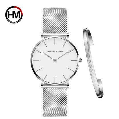 Brand 1Set Gift Women Bracelet Watch Japan Quartz Movement 36Mm Stainless Steel Mesh Gold Watches Relogio Feminino