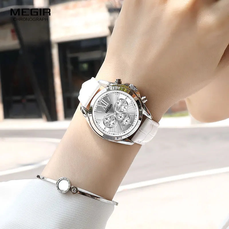 2019 New Luxury Leather Watch Women Female Top Brand Chronograph Quartz Wristwatch Lady Relogios Femininos Clock 2114 White