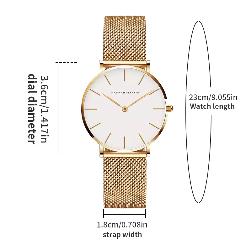 Brand 1Set Gift Women Bracelet Watch Japan Quartz Movement 36Mm Stainless Steel Mesh Gold Watches Relogio Feminino
