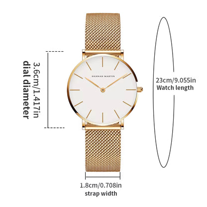 Brand 1Set Gift Women Bracelet Watch Japan Quartz Movement 36Mm Stainless Steel Mesh Gold Watches Relogio Feminino