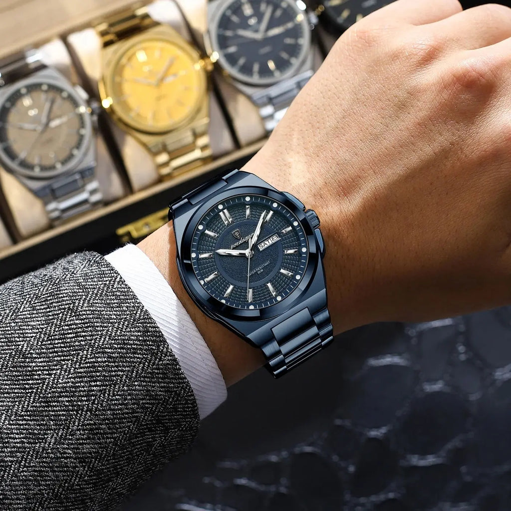Sport Original Men Clock Quartz Date Week Luxury Man Wristwatch Waterproof Luminous Stainless Steel Men'S Watches Reloj