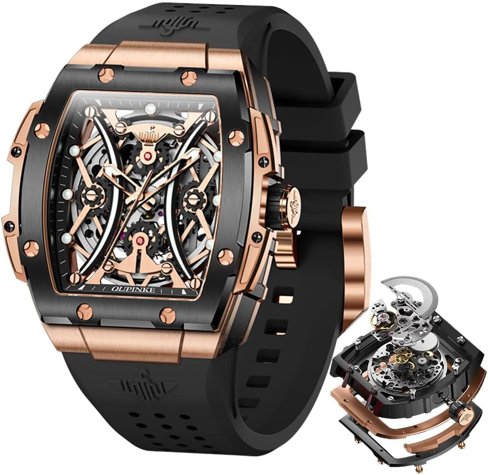 Reloj Mecánico Esqueleto Cuadrado
