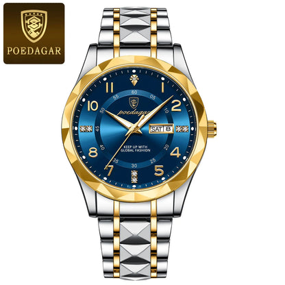 Luxury Men Quartz Watch Waterproof Date Week Luminous Wristwatch Stainless Steel Men'S Watches Male Clock Sports Reloj