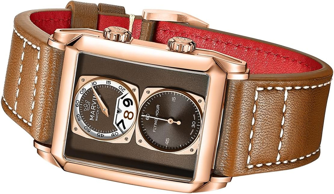 Reloj Suizo Rectangular para Hombre con Correa de Cuero