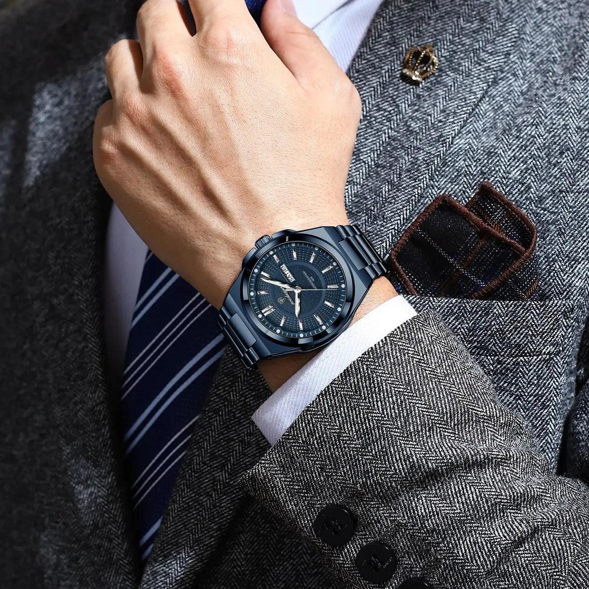 Sport Original Men Clock Quartz Date Week Luxury Man Wristwatch Waterproof Luminous Stainless Steel Men'S Watches Reloj