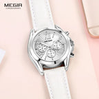 2019 New Luxury Leather Watch Women Female Top Brand Chronograph Quartz Wristwatch Lady Relogios Femininos Clock 2114 White