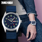 Brand Men'S Watches Waterproof Nylon Strap Analog Display Date Week Men Quartz Watch Casual Men Wristwatch