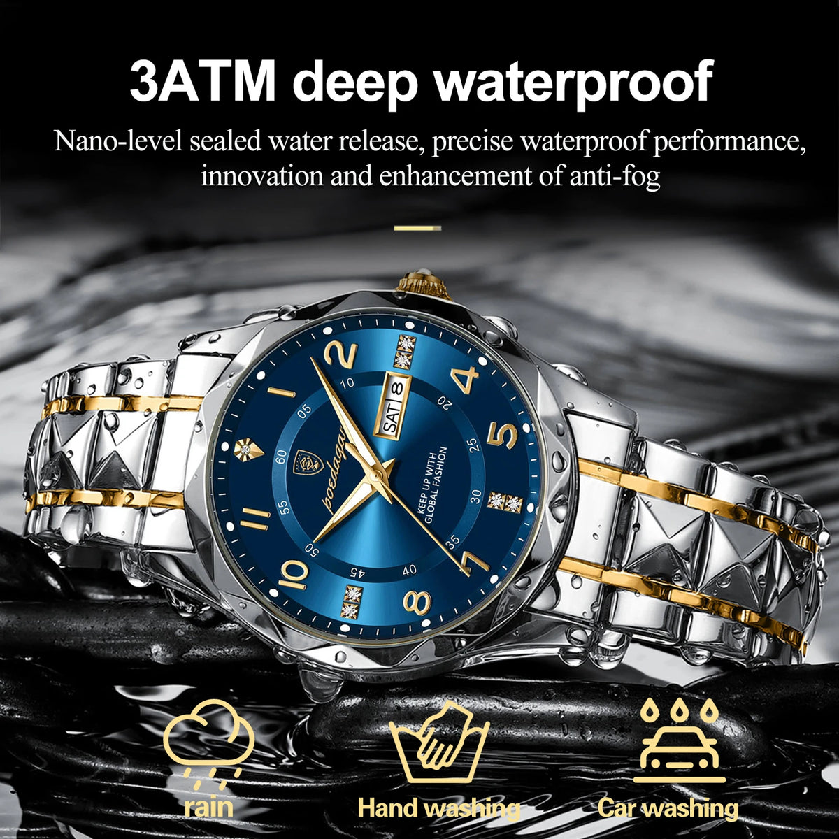 Luxury Men Quartz Watch Waterproof Date Week Luminous Wristwatch Stainless Steel Men'S Watches Male Clock Sports Reloj