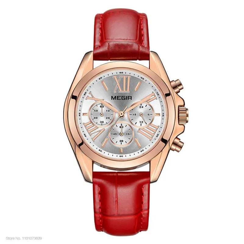2019 New Luxury Leather Watch Women Female Top Brand Chronograph Quartz Wristwatch Lady Relogios Femininos Clock 2114 White