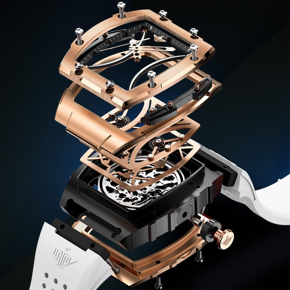 Reloj Mecánico Esqueleto Cuadrado
