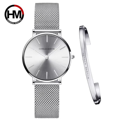 Brand 1Set Gift Women Bracelet Watch Japan Quartz Movement 36Mm Stainless Steel Mesh Gold Watches Relogio Feminino