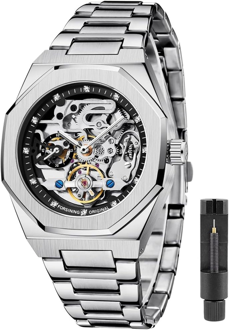 Reloj Automático Esqueleto Azul