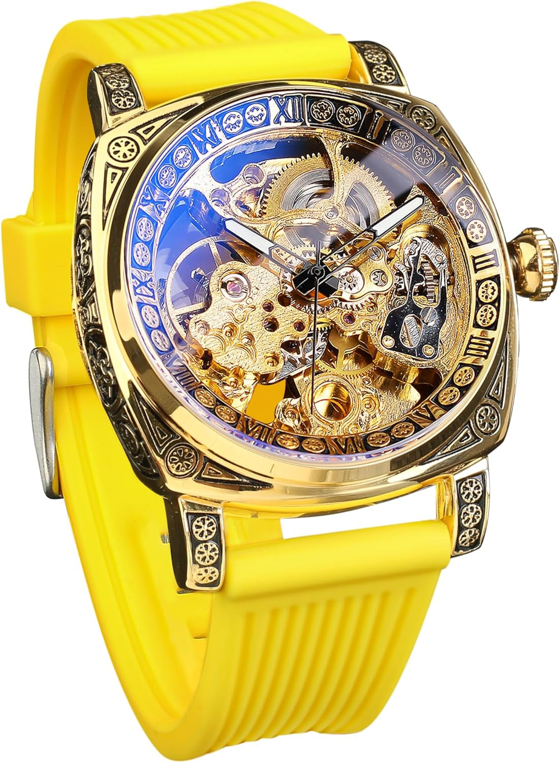 Reloj Mecánico Esqueleto Retro Cuadrado