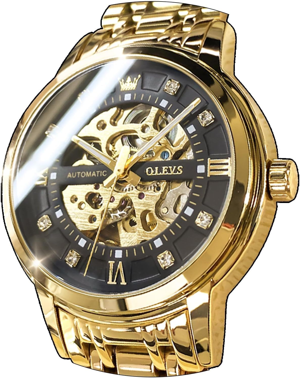 Reloj Mecánico Esqueleto Dorado para Hombre