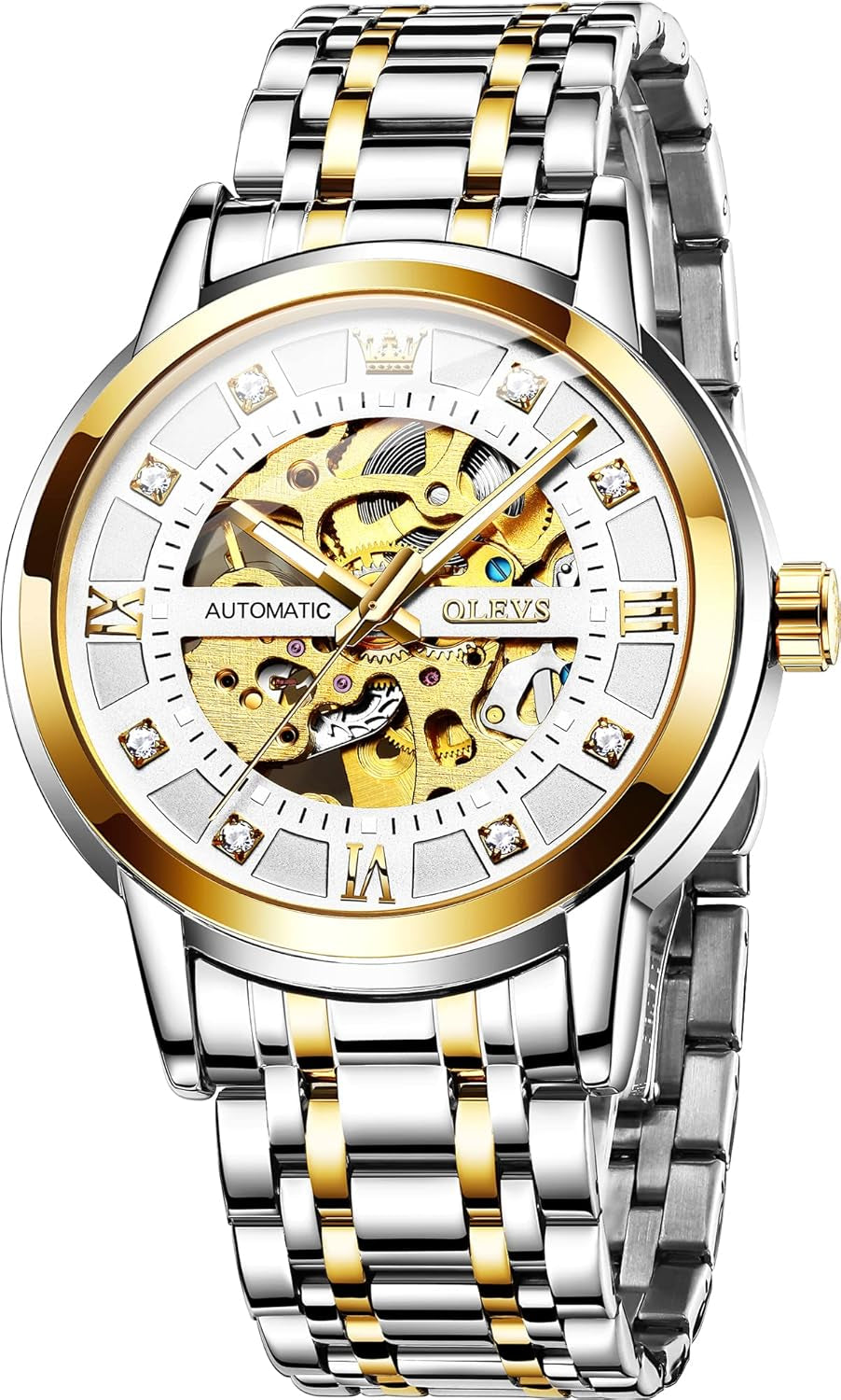 Reloj Mecánico Automático Esqueleto Dorado para Hombre