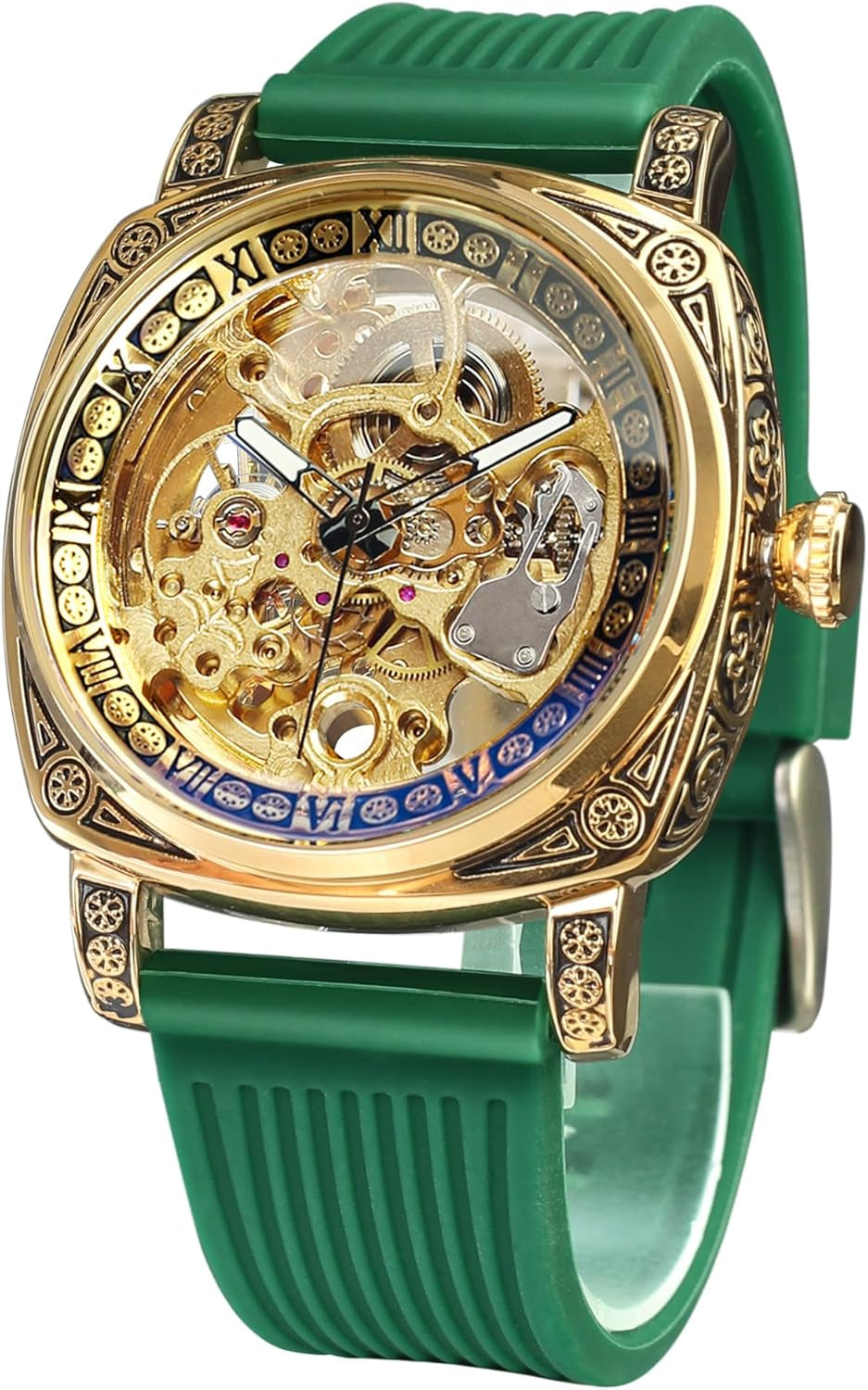 Reloj Mecánico Esqueleto Retro Cuadrado
