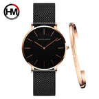 Brand 1Set Gift Women Bracelet Watch Japan Quartz Movement 36Mm Stainless Steel Mesh Gold Watches Relogio Feminino