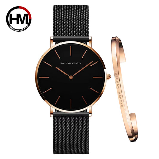 Brand 1Set Gift Women Bracelet Watch Japan Quartz Movement 36Mm Stainless Steel Mesh Gold Watches Relogio Feminino