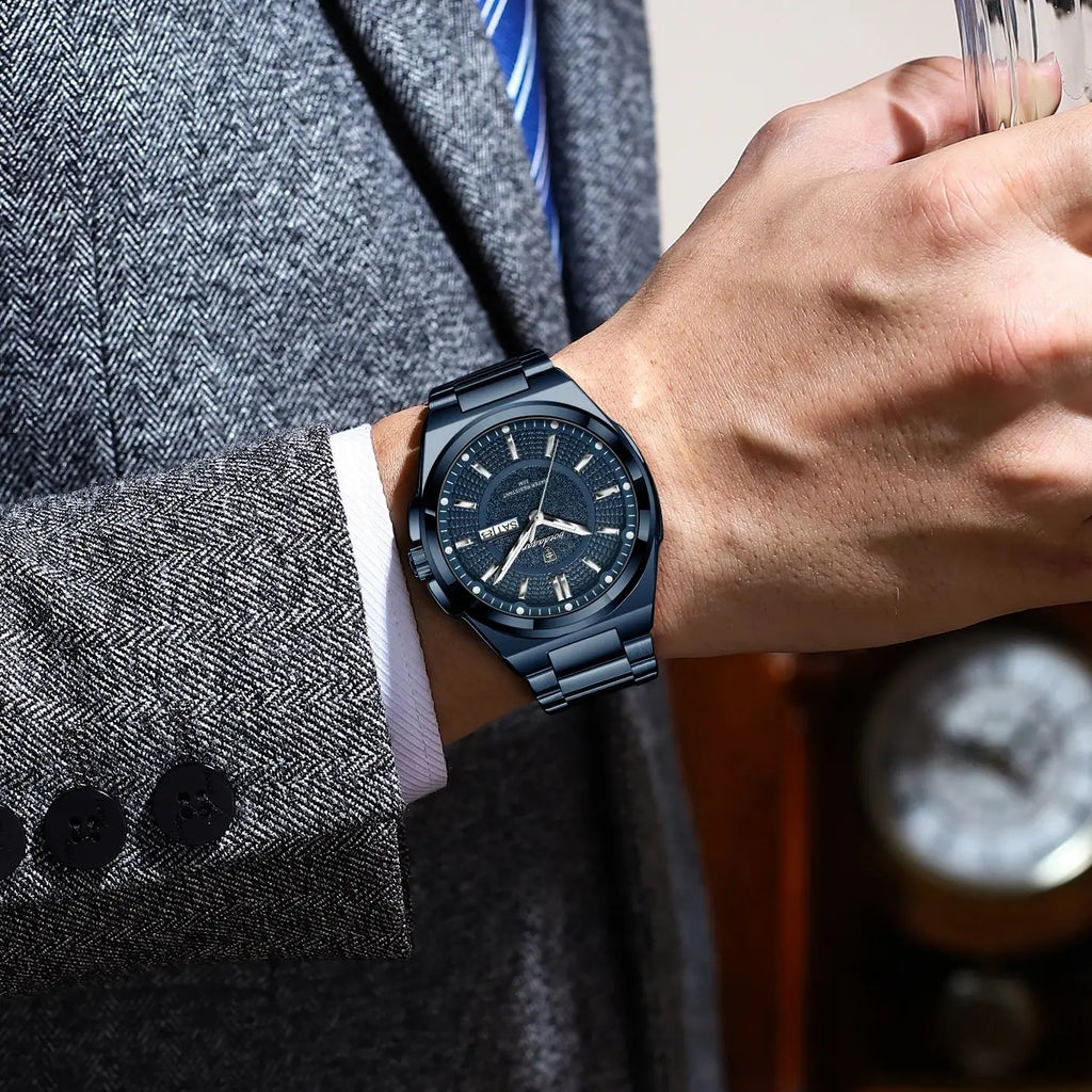 Sport Original Men Clock Quartz Date Week Luxury Man Wristwatch Waterproof Luminous Stainless Steel Men'S Watches Reloj