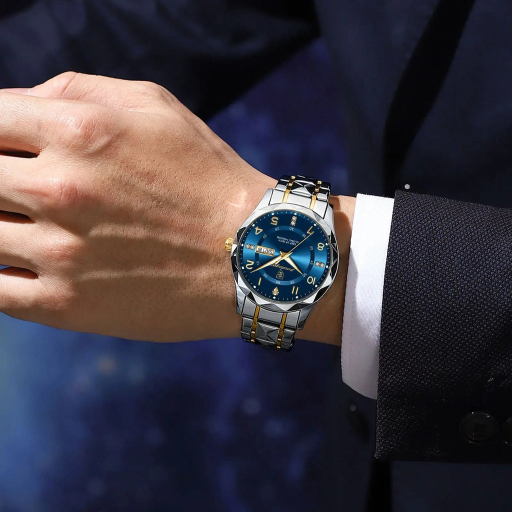 Luxury Men Quartz Watch Waterproof Date Week Luminous Wristwatch Stainless Steel Men'S Watches Male Clock Sports Reloj