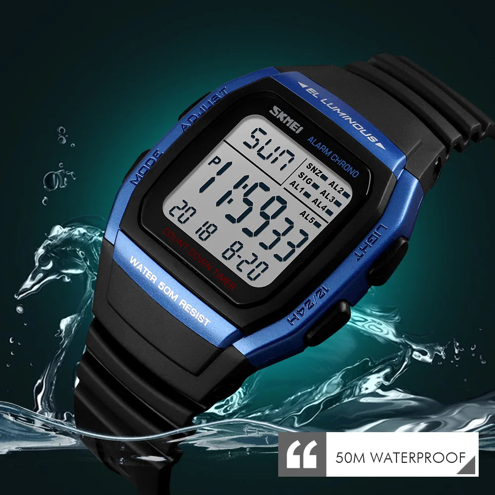 Fashion Men Watches Waterproof Sports Digital LED Alarm Chrono Electronic Clock Man Student Wristwatch Relogio Masculino