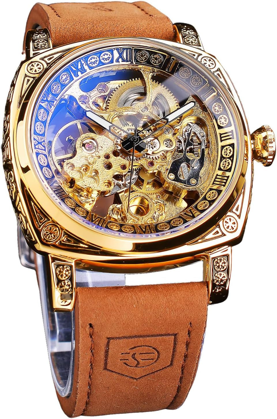 Reloj Mecánico Esqueleto Retro Cuadrado