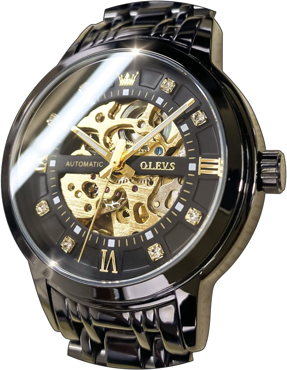 Reloj Mecánico Esqueleto Dorado para Hombre
