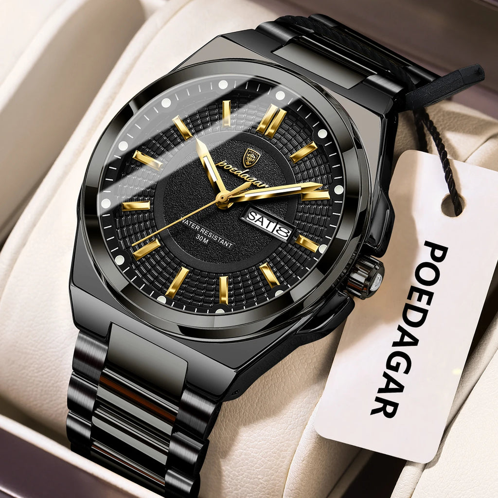Sport Original Men Clock Quartz Date Week Luxury Man Wristwatch Waterproof Luminous Stainless Steel Men'S Watches Reloj