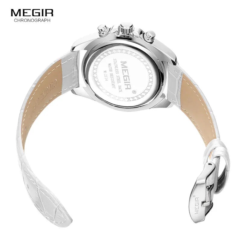 2019 New Luxury Leather Watch Women Female Top Brand Chronograph Quartz Wristwatch Lady Relogios Femininos Clock 2114 White