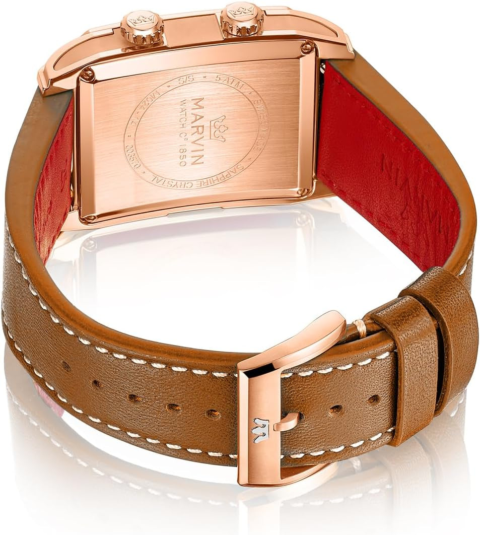 Reloj Suizo Rectangular para Hombre con Correa de Cuero