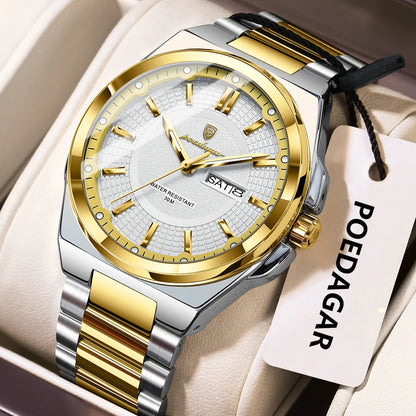 Sport Original Men Clock Quartz Date Week Luxury Man Wristwatch Waterproof Luminous Stainless Steel Men'S Watches Reloj